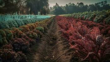 A vibrant meadow of multi colored flowers in a rural scene generated by AI photo