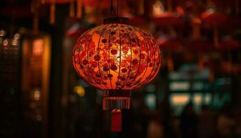 Ornate paper lanterns illuminate Chinese culture in vibrant decorations generated by AI photo