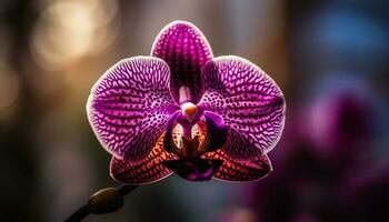 The fragility of a single moth orchid in full bloom generated by AI photo