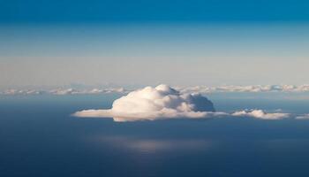 alto arriba en el estratosfera, un avión moscas terminado Nevado montañas generado por ai foto