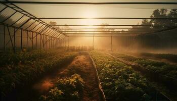 Fresco orgánico vegetales crecer en un tranquilo rural prado generado por ai foto
