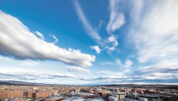 Sunset illuminates city skyline, revealing beauty in nature architecture generated by AI photo