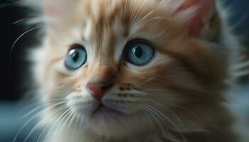 Fluffy Persian kitten stares with blue eyes, beauty in nature generated by AI photo