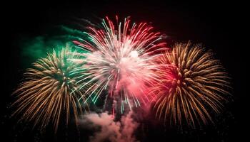 July firework display ignites a vibrant explosion of colors generated by AI photo