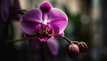 A delicate moth orchid blossom adds elegance to any decoration generated by AI photo