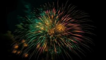 cuarto de julio celebracion vibrante colores, explotando fuegos artificiales, esclarecedor noche generado por ai foto