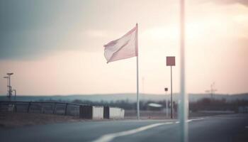 Travel towards freedom on empty roads, horizon as vanishing point generated by AI photo