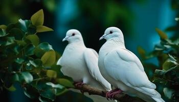 Tranquil scene with animals in the wild, symbolizing love and freedom generated by AI photo