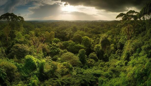 Tranquil sunset over mountain range, a beauty in nature adventure generated by AI photo