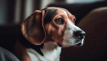 Purebred puppy loyalty and cuteness captured in studio shot generated by AI photo