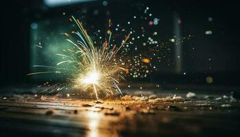 Fireworks ignite the night sky, celebrating joy and creativity generative AI photo