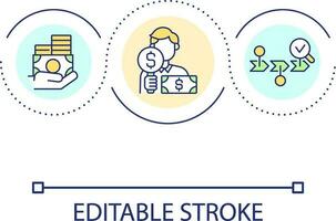 Auditor loop concept icon. Financial specialist. Business finance review. Money management abstract idea thin line illustration. Isolated outline drawing. Editable stroke vector