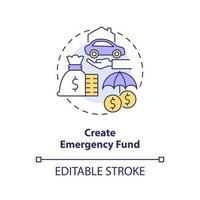 Create emergency fund concept icon. Instant access to money. Investing preparation abstract idea thin line illustration. Isolated outline drawing. Editable stroke vector