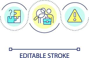 Staffing challenge loop concept icon. Shortage of professional workers. Recruitment problem abstract idea thin line illustration. Isolated outline drawing. Editable stroke vector