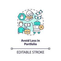 Avoid loss in portfolio concept icon. Prevent failures. Rule of investing abstract idea thin line illustration. Isolated outline drawing. Editable stroke vector