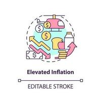 Elevated inflation concept icon. Primary concern for investors. Stock market trend abstract idea thin line illustration. Isolated outline drawing. Editable stroke vector