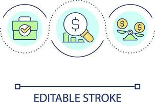 Financial analytics loop concept icon. Business finance management. Money audit service abstract idea thin line illustration. Isolated outline drawing. Editable stroke vector