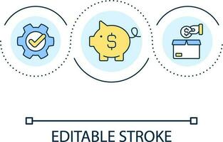 Money savings loop concept icon. Financial operations. Banking and finance. Deposit abstract idea thin line illustration. Isolated outline drawing. Editable stroke vector