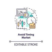 Avoid timing market concept icon. Expecting price changes. Rule of investing abstract idea thin line illustration. Isolated outline drawing. Editable stroke vector