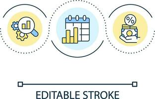 Regular payments loop concept icon. Credit interest rates. Financial analysis. Budgeting abstract idea thin line illustration. Isolated outline drawing. Editable stroke vector