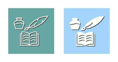 icono de vector de pluma y libro único