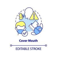 Cover mouth concept icon. Emergency does. Action outside during nuclear attack abstract idea thin line illustration. Isolated outline drawing. Editable stroke vector