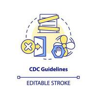 Centros para el Control y la Prevención de Enfermedades pautas concepto icono. seguir recomendaciones sobrevivir durante nuclear ataque resumen idea Delgado línea ilustración. aislado contorno dibujo. editable carrera vector