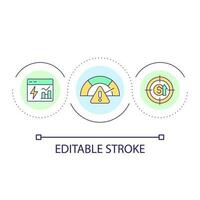 Risks analysis loop concept icon. Aggressive business strategy. Focus on profitability abstract idea thin line illustration. Isolated outline drawing. Editable stroke vector