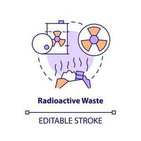 Radioactive waste concept icon. Toxic pollution. Nuclear event cause abstract idea thin line illustration. Isolated outline drawing. Editable stroke vector