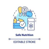 Safe nutrition concept icon. Action at home during nuclear accident abstract idea thin line illustration. Isolated outline drawing. Editable stroke vector