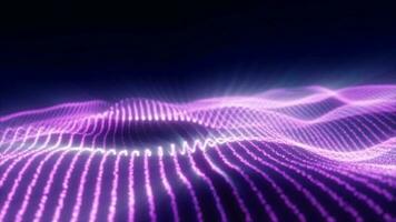 Abstract purple waves from glowing particles and lines futuristic hi-tech background video