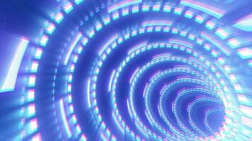 Abstract futuristic blue hi-tech tunnel from energy circles and magic lines background video