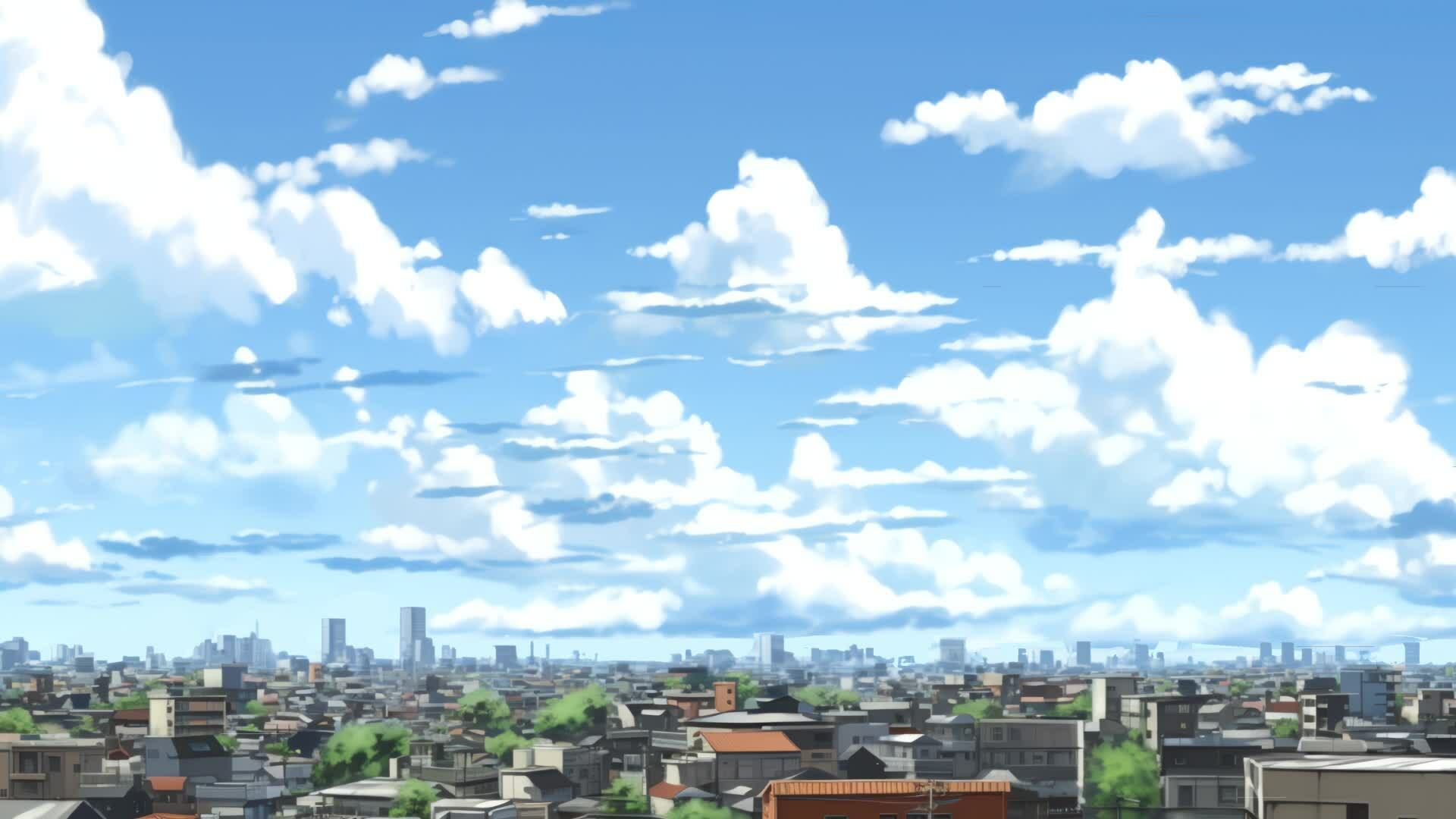 anime background scenery city