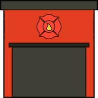 Icon of fire station with emblem. vector