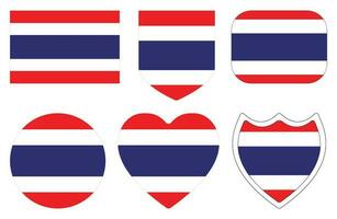 Flag of Thailand in design shape set. Thai flag set. vector