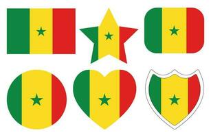 Senegal flag set. Flag of Senegal in design shape set. vector