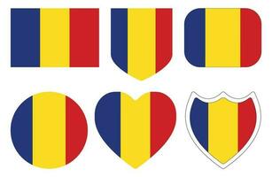 Romania flag in shape set. Flag of Romania in shape set. vector