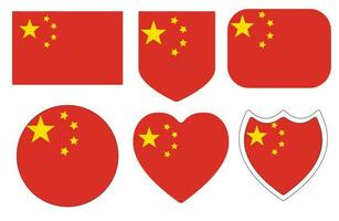 Chinese flag in design shape set. Flag of China in design shape set. vector