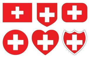 Flag of Switzerland in shape set. Swiss flag in shape set. vector