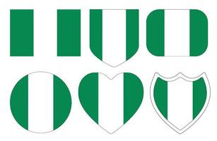 Nigerian flag in design shape set. Flag of Nigeria in design shape set. vector