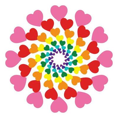 Heart in a circle with colorful.