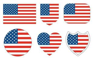 USA flag in design shape set. United State of America flag in design shape set. vector