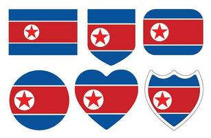 Flag of North Korea in design shape set. North Korea flag in design shape set. vector