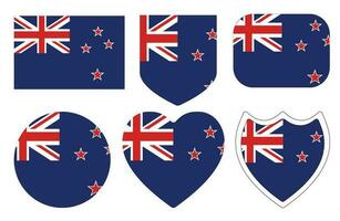 New Zealand flag in design shape set. Flag New Zealand in design shape set. vector