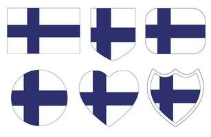 Finland flag set. Flag of Finland in design shape set. vector