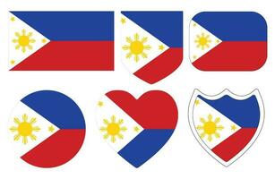 Flag of Philippines in design shape set. Pilipino flag set. vector