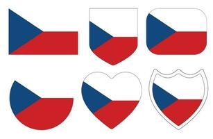 Flag of the Czech Republic in a design shape set. Czech Flag set. vector