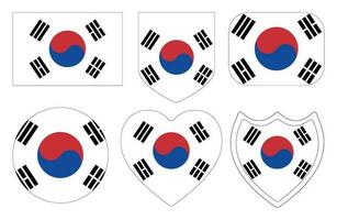 Flag of South Korea in shape set. South Korea flag in shape set. vector