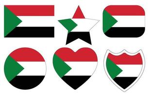 Sudan Flag in design shape set. Flag of Sudan in design shape set. vector