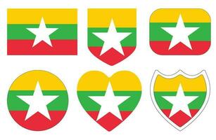 Myanmar Flag in design shape set. Flag of Myanmar in design shape set. vector